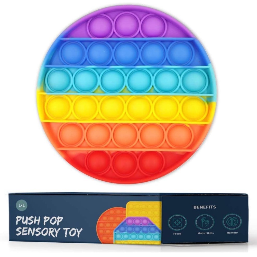 Push Pop Bubble Fidget Sensory Toy, Fidget Toy for Developing Rainbow Circle